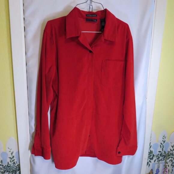 Crazy Horse Red Stretch Button-Up Top M Liz Clayborn suede feel, thick, Western - Picture 1 of 10